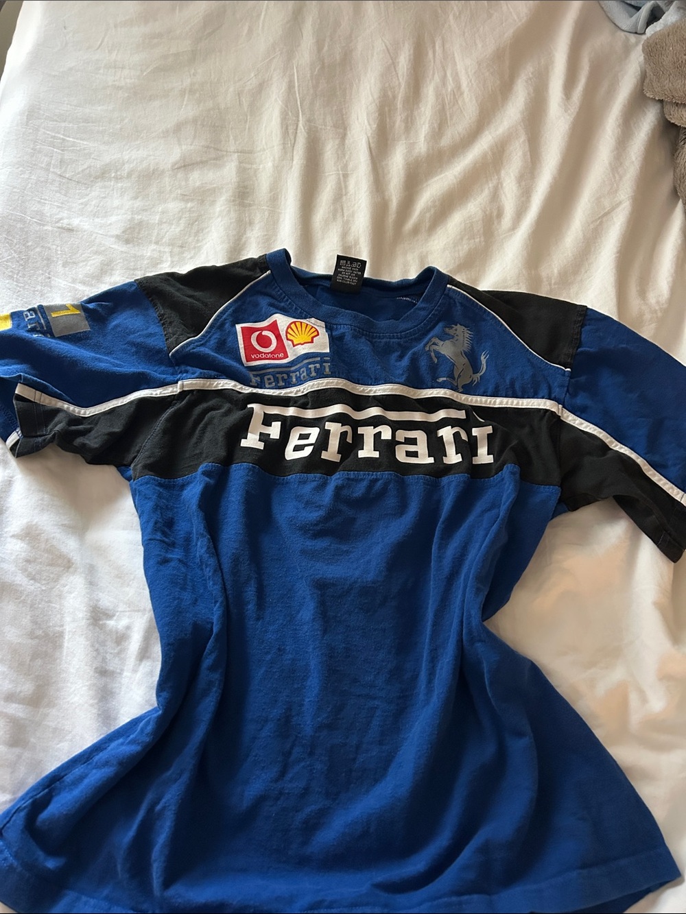 Ferrari Blue and Black Short Sleeve Racing Tee